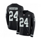 Youth Nike Oakland Raiders #24 Charles Woodson Limited Black Therma Long Sleeve NFL Jersey