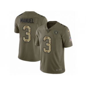 Youth Nike Oakland Raiders #3 E. J. Manuel Limited Olive Camo 2017 Salute to Service NFL Jersey