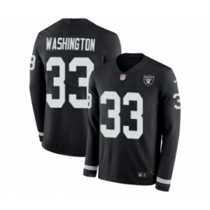 Youth Nike Oakland Raiders #33 DeAndre Washington Limited Black Therma Long Sleeve NFL Jersey