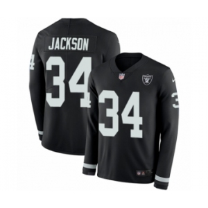 Youth Nike Oakland Raiders #34 Bo Jackson Limited Black Therma Long Sleeve NFL Jersey