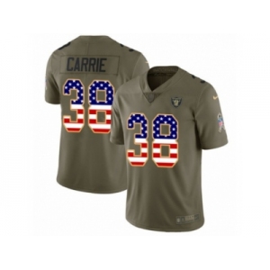 Youth Nike Oakland Raiders #38 T.J. Carrie Limited Olive USA Flag 2017 Salute to Service NFL Jersey