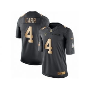 Youth Nike Oakland Raiders #4 Derek Carr Limited Black Gold Salute to Service NFL Jersey