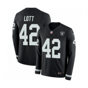 Youth Nike Oakland Raiders #42 Ronnie Lott Limited Black Therma Long Sleeve NFL Jersey