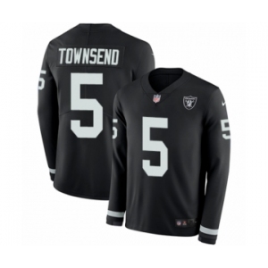 Youth Nike Oakland Raiders #5 Johnny Townsend Limited Black Therma Long Sleeve NFL Jersey