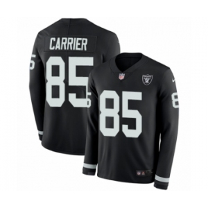 Youth Nike Oakland Raiders #85 Derek Carrier Limited Black Therma Long Sleeve NFL Jersey