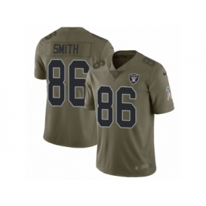 Youth Nike Oakland Raiders #86 Lee Smith Limited Olive 2017 Salute to Service NFL Jersey