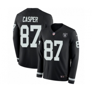 Youth Nike Oakland Raiders #87 Dave Casper Limited Black Therma Long Sleeve NFL Jersey