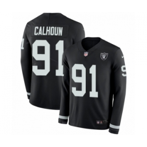 Youth Nike Oakland Raiders #91 Shilique Calhoun Limited Black Therma Long Sleeve NFL Jersey
