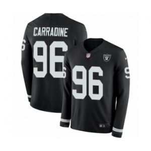 Youth Nike Oakland Raiders #96 Cornellius Carradine Limited Black Therma Long Sleeve NFL Jersey