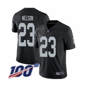 Youth Oakland Raiders #23 Nick Nelson Black Team Color Vapor Untouchable Limited Player 100th Season Football Jersey