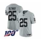 Youth Oakland Raiders #25 Fred Biletnikoff Limited Silver Inverted Legend 100th Season Football Jersey