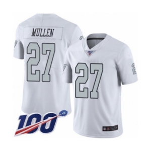 Youth Oakland Raiders #27 Trayvon Mullen Limited White Rush Vapor Untouchable 100th Season Football Jersey