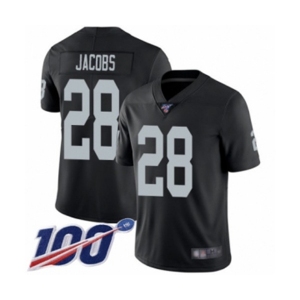 Youth Oakland Raiders #28 Josh Jacobs Black Team Color Vapor Untouchable Limited Player 100th Season Football Jersey
