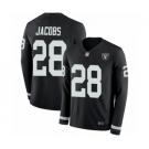 Youth Oakland Raiders #28 Josh Jacobs Limited Black Therma Long Sleeve Football Jersey