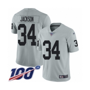 Youth Oakland Raiders #34 Bo Jackson Limited Silver Inverted Legend 100th Season Football Jersey