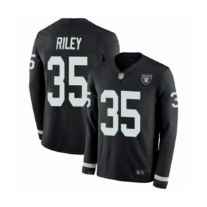 Youth Oakland Raiders #35 Curtis Riley Limited Black Therma Long Sleeve Football Jersey