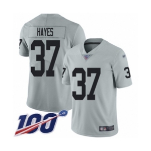 Youth Oakland Raiders #37 Lester Hayes Limited Silver Inverted Legend 100th Season Football Jersey