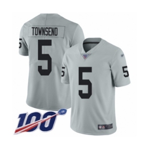 Youth Oakland Raiders #5 Johnny Townsend Limited Silver Inverted Legend 100th Season Football Jersey