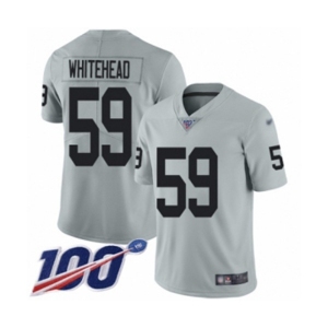 Youth Oakland Raiders #59 Tahir Whitehead Limited Silver Inverted Legend 100th Season Football Jersey