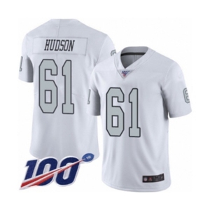 Youth Oakland Raiders #61 Rodney Hudson Limited White Rush Vapor Untouchable 100th Season Football Jersey