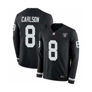 Youth Oakland Raiders #8 Daniel Carlson Limited Black Therma Long Sleeve Football Jersey