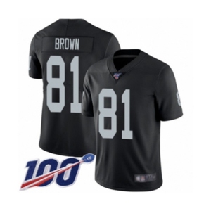 Youth Oakland Raiders #81 Tim Brown Black Team Color Vapor Untouchable Limited Player 100th Season Football Jersey