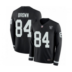 Youth Oakland Raiders #84 Antonio Brown Limited Black Therma Long Sleeve Football Jersey