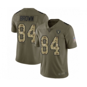 Youth Oakland Raiders #84 Antonio Brown Limited Olive Camo 2017 Salute to Service Football Jersey