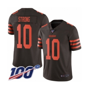 Youth Cleveland Browns #10 Jaelen Strong Limited Brown Rush Vapor Untouchable 100th Season Football Jersey