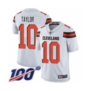 Youth Cleveland Browns #10 Taywan Taylor White Vapor Untouchable Limited Player 100th Season Football Jersey