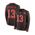 Youth Cleveland Browns #13 Odell Beckham Jr. Limited Brown Therma Long Sleeve Football Jersey