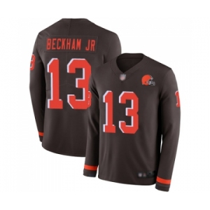 Youth Cleveland Browns #13 Odell Beckham Jr. Limited Brown Therma Long Sleeve Football Jersey
