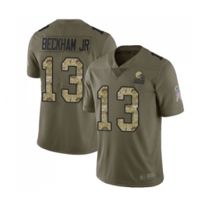 Youth Cleveland Browns #13 Odell Beckham Jr. Limited Olive Camo 2017 Salute to Service Football Jersey
