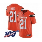 Youth Cleveland Browns #21 Denzel Ward Orange Alternate Vapor Untouchable Limited Player 100th Season Football Jersey