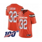 Youth Cleveland Browns #32 Jim Brown Orange Alternate Vapor Untouchable Limited Player 100th Season Football Jersey