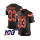 Youth Cleveland Browns #33 Sheldrick Redwine Brown Team Color Vapor Untouchable Limited Player 100th Season Football Jersey