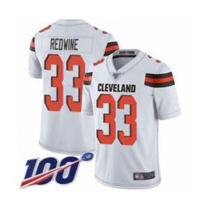 Youth Cleveland Browns #33 Sheldrick Redwine White Vapor Untouchable Limited Player 100th Season Football Jersey