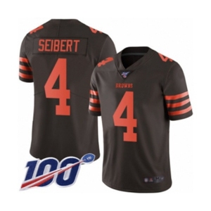 Youth Cleveland Browns #4 Austin Seibert Limited Brown Rush Vapor Untouchable 100th Season Football Jersey