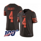 Youth Cleveland Browns #4 Britton Colquitt Limited Brown Rush Vapor Untouchable 100th Season Football Jersey