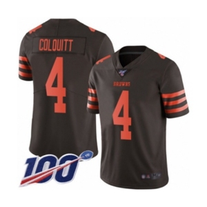 Youth Cleveland Browns #4 Britton Colquitt Limited Brown Rush Vapor Untouchable 100th Season Football Jersey
