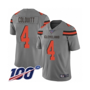 Youth Cleveland Browns #4 Britton Colquitt Limited Gray Inverted Legend 100th Season Football Jersey