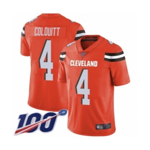 Youth Cleveland Browns #4 Britton Colquitt Orange Alternate Vapor Untouchable Limited Player 100th Season Football Jersey