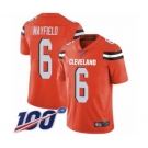Youth Cleveland Browns #6 Baker Mayfield Orange Alternate 100th Season Vapor Untouchable Limited Player Football Jersey