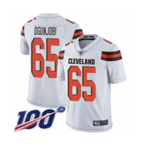 Youth Cleveland Browns #65 Larry Ogunjobi White Vapor Untouchable Limited Player 100th Season Football Jersey