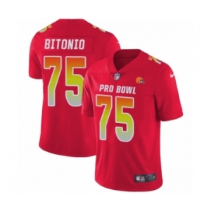 Youth Cleveland Browns #75 Joel Bitonio Limited Red AFC 2019 Pro Bowl Football Jersey