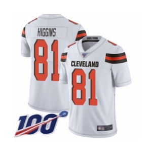 Youth Cleveland Browns #81 Rashard Higgins White Vapor Untouchable Limited Player 100th Season Football Jersey