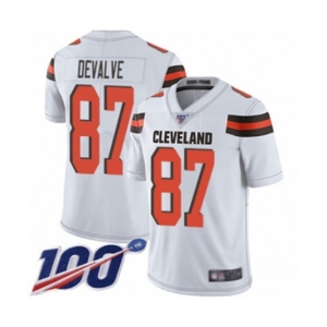 Youth Cleveland Browns #87 Seth DeValve White Vapor Untouchable Limited Player 100th Season Football Jersey
