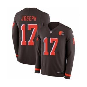 Youth Nike Cleveland Browns #17 Greg Joseph Limited Brown Therma Long Sleeve NFL Jersey