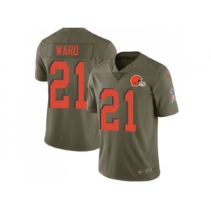 Youth Nike Cleveland Browns #21 Denzel Ward Olive Stitched NFL Limited 2017 Salute to Service Jersey