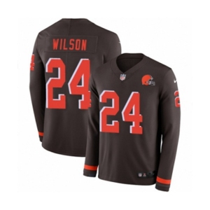 Youth Nike Cleveland Browns #24 Howard Wilson Limited Brown Therma Long Sleeve NFL Jersey